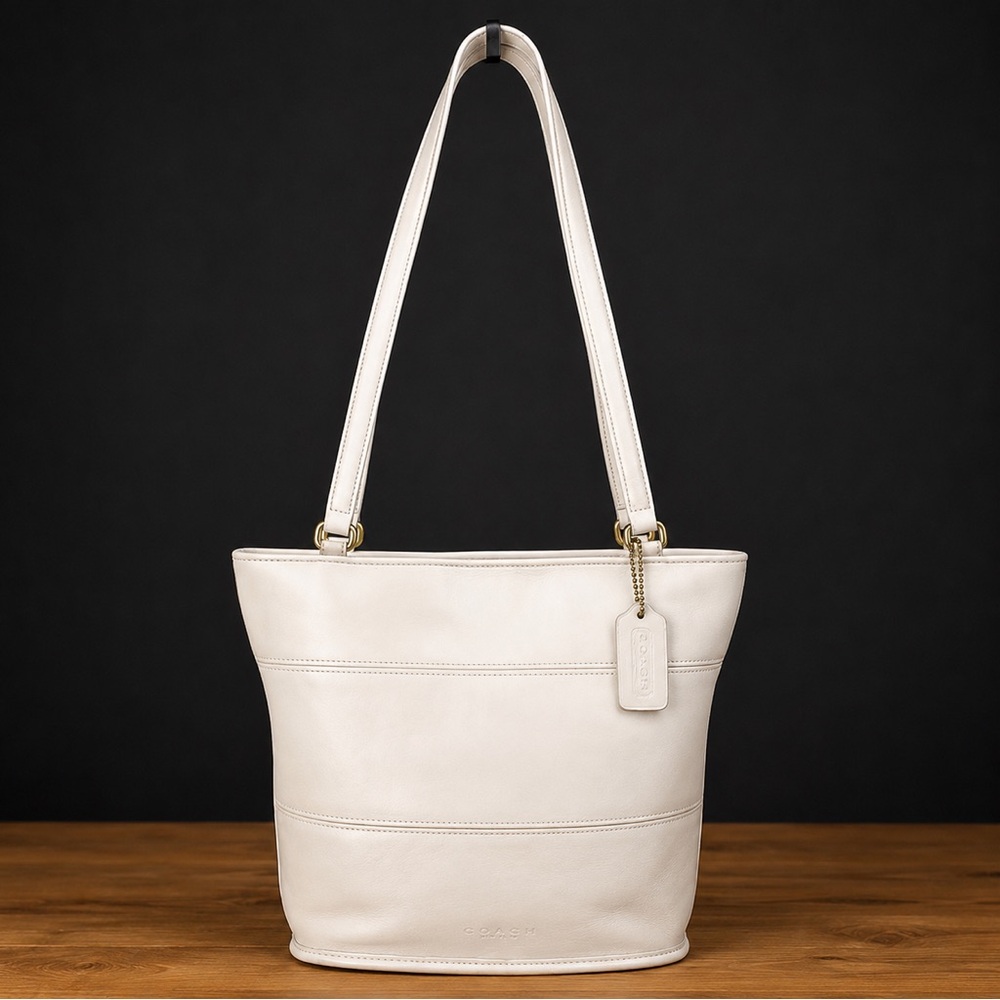 Vintage COACH TRIBECA Ivory Glove Tanned Slim Bleeker Bucket Shoulder Bag 9098
